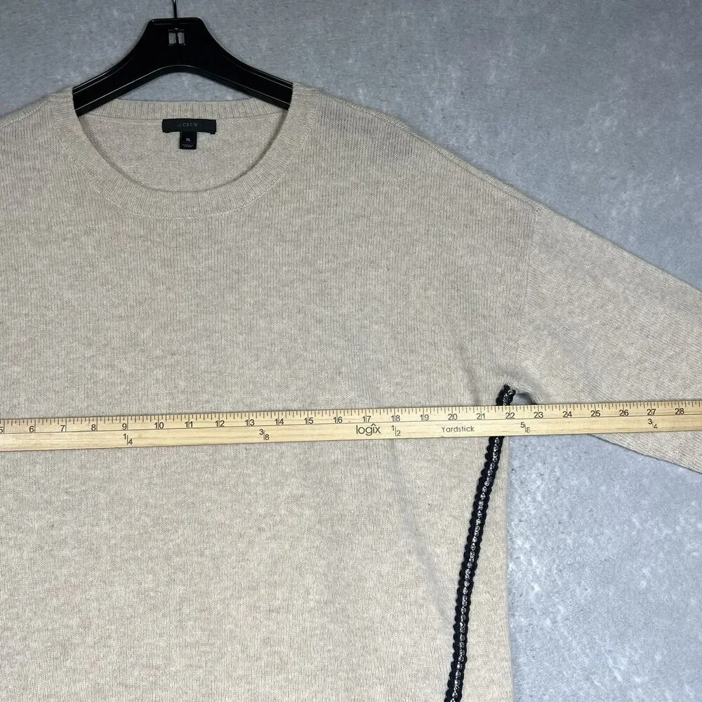 J. Crew Sweater Womens X-Large Beige 100% Wool Rhinestone Pullover Long Sleeve